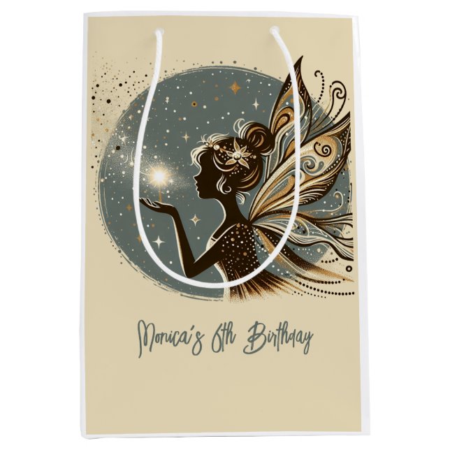 Bolsa De Regalo Mediana cumpleaños de niños de la silueta de Magic Fairy (Anverso)