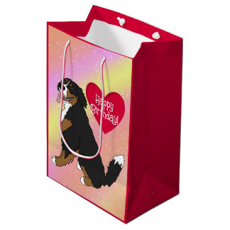 Bolsa De Regalo Mediana Cumpleaños de perro de montaña bernés