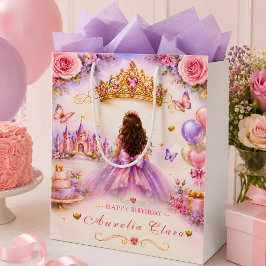 Bolsa De Regalo Mediana Cumpleaños de Princesa de Cuento de Hadas Personal