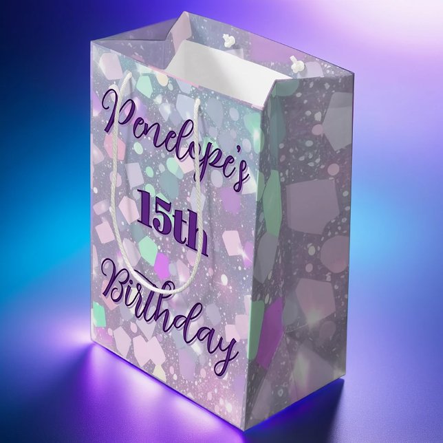 Bolsa De Regalo Mediana Cumpleaños de Shimmer Pastel Confetti (Subido por el creador)