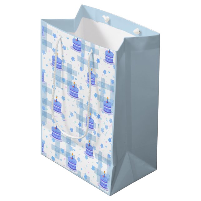 Bolsa De Regalo Mediana Cumpleaños de Tema Azul (Angulo Anverso)