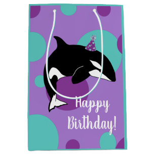 Bolsa De Regalo Mediana Cumpleaños del asesino de ballenas personalizable