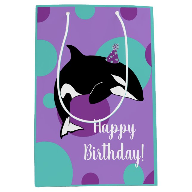 Bolsa De Regalo Mediana Cumpleaños del asesino de ballenas personalizable  (Anverso)