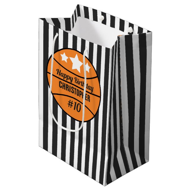 Bolsa De Regalo Mediana Cumpleaños del baloncesto (Angulo Anverso)