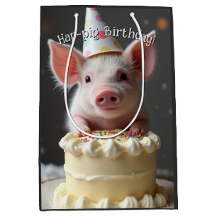 Bolsa De Regalo Mediana Cumpleaños del cerdo Hap