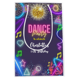 Bolsa De Regalo Mediana Cumpleaños del fiesta de baile neón