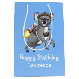 Bolsa De Regalo Mediana Cumpleaños del Koala Cohete