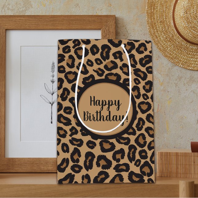 Bolsa De Regalo Mediana Cumpleaños del patrón Leopard de moda (Subido por el creador)