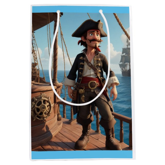 Bolsa De Regalo Mediana Cumpleaños del Pirata (Anverso)