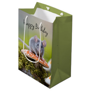Bolsa De Regalo Mediana Cumpleaños Del Ratón En Toadstool