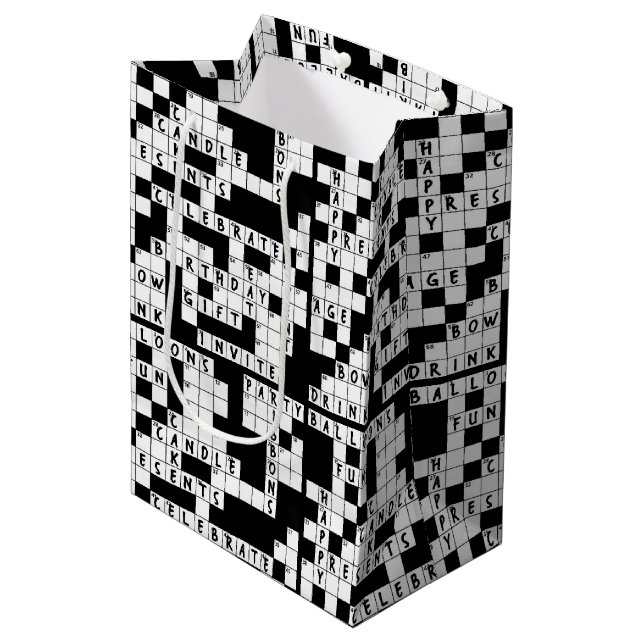 Bolsa De Regalo Mediana Cumpleaños del rompecabezas de cruz (Angulo Anverso)