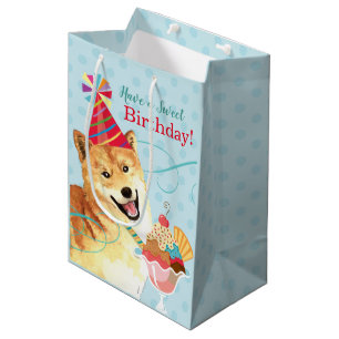 Bolsa De Regalo Mediana Cumpleaños dulce Shiba Inu