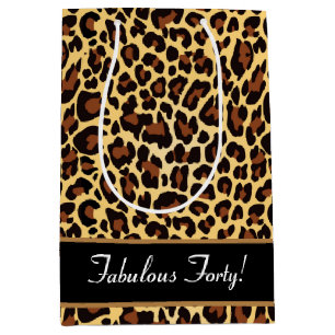 Bolsa De Regalo Mediana Cumpleaños fabuloso 40 A12 del leopardo negro del