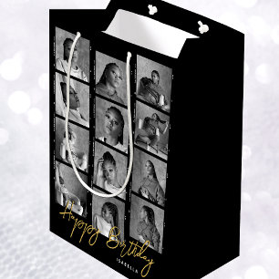 Bolsa De Regalo Mediana Cumpleaños Feliz Tira de Película de Foto Personal