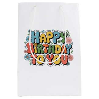 Bolsa De Regalo Mediana Cumpleaños floral genial