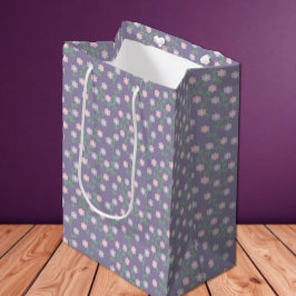 Bolsa De Regalo Mediana Cumpleaños Floral Púrpura