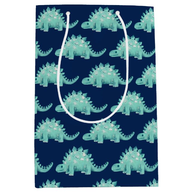 Bolsa De Regalo Mediana Cumpleaños infantil de Dinosaurio Stegosaurus (Anverso)