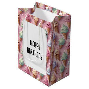 Bolsa De Regalo Mediana Cumpleaños Kawaii Art Ice Cream Cones