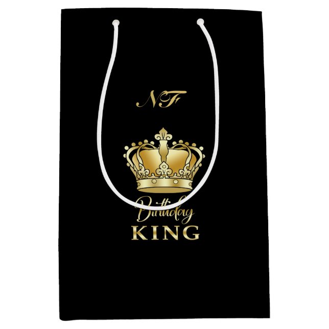 Bolsa De Regalo Mediana Cumpleaños King Gold Crown Royal Monogram Luxury (Anverso)