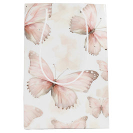 Bolsa De Regalo Mediana Cumpleaños Mariposas Rosadas Lindas