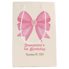 Bolsa De Regalo Mediana Cumpleaños Mínimo De Bow Rosado