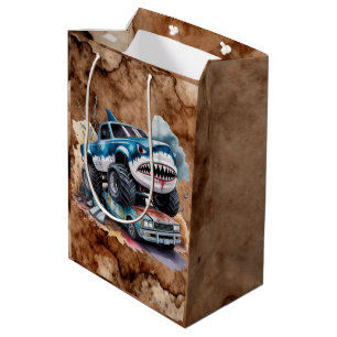 Bolsa De Regalo Mediana Cumpleaños Niño Camión Monstruo Tiburón Salpicadur