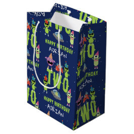 Bolsa De Regalo Mediana Cumpleaños Nombre Edad Monstruo Alien Espacio Lind