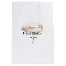 Bolsa De Regalo Mediana Cumpleaños Paraguas Rosa Rubor