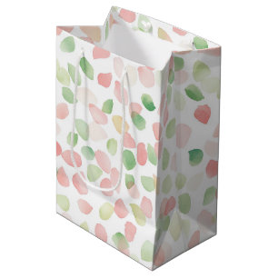 Bolsa De Regalo Mediana Cumpleaños Pétalos de Flor Rosa Mint Precioso Rubo