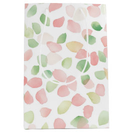 Bolsa De Regalo Mediana Cumpleaños Pétalos de Flor Rosa Mint Precioso Rubo