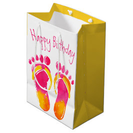 Bolsa De Regalo Mediana Cumpleaños pies descalzos y chanclas