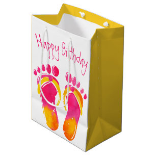 Bolsa De Regalo Mediana Cumpleaños pies descalzos y chanclas