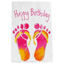 Bolsa De Regalo Mediana Cumpleaños pies descalzos y chanclas