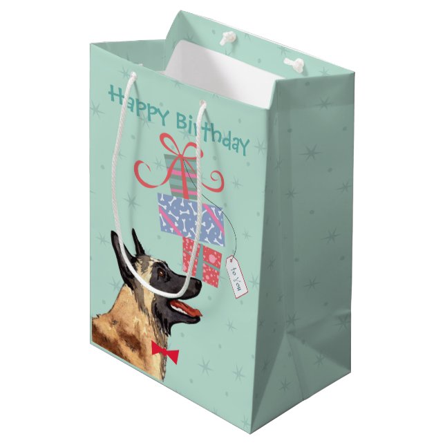 Bolsa De Regalo Mediana Cumpleaños presente a Malinois (Angulo Anverso)