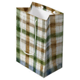 Bolsa De Regalo Mediana Cumpleaños Rayas Verde Marrón Azul