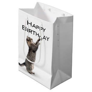 Bolsa De Regalo Mediana Cumpleaños Tabby Cat