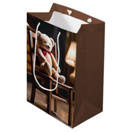 Bolsa De Regalo Mediana Cumpleaños Teddy Bear En La Silla