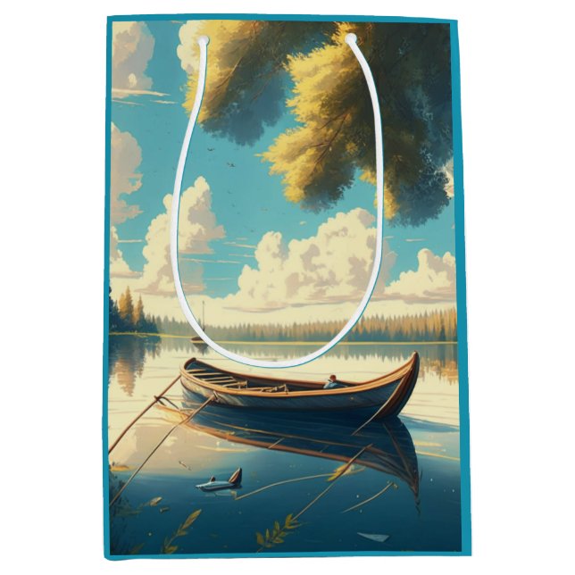 Bolsa De Regalo Mediana Cumpleaños Temático de Camping (Anverso)