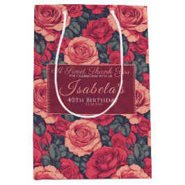 Bolsa De Regalo Mediana Cumpleaños Temático de Rosa Moderna