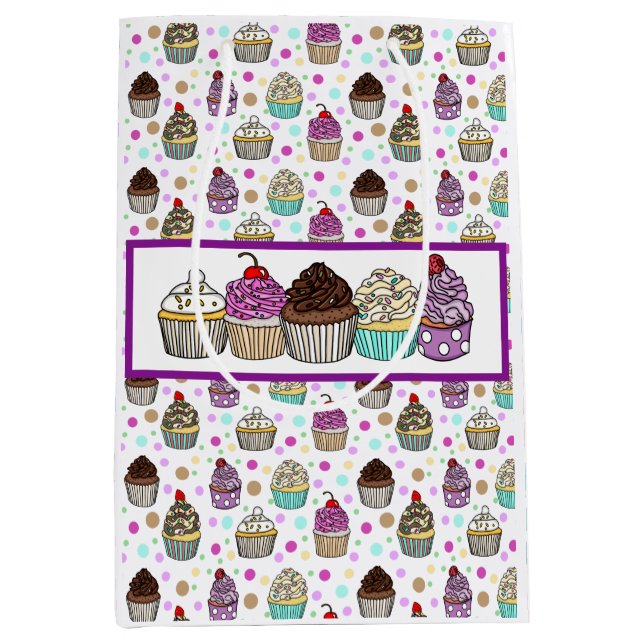 Bolsa De Regalo Mediana Cupcakes Caprichosos Bonitos   (Anverso)