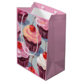 Bolsa De Regalo Mediana Cupcakes de Cereza Glaseados | Celebración de Cump