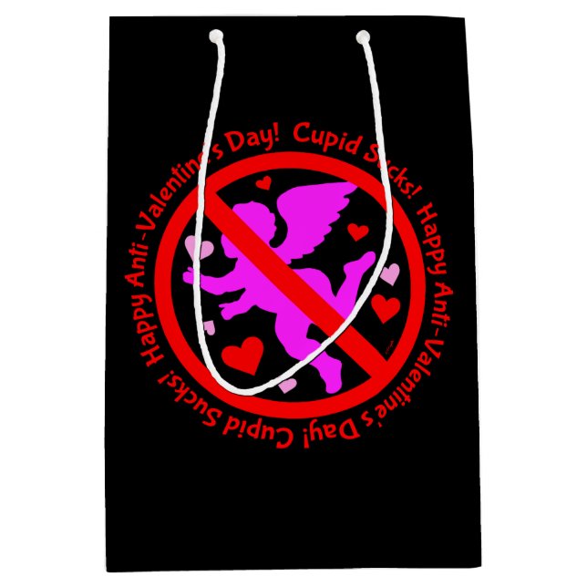Bolsa De Regalo Mediana Cupid sacude feliz día anti San Valentín (Anverso)
