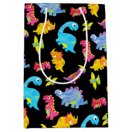 Bolsa De Regalo Mediana Curiosa colorida Funny Unisex Dinosaurio Bebé Negr