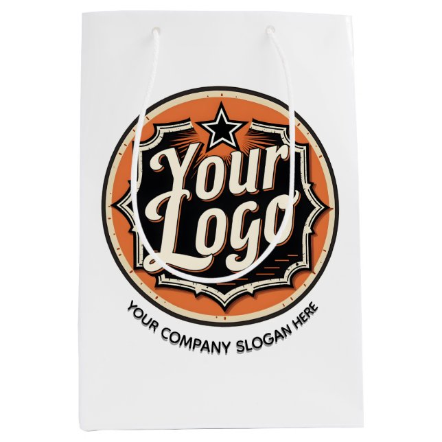 Bolsa De Regalo Mediana Custom Logo and Text Business (Anverso)