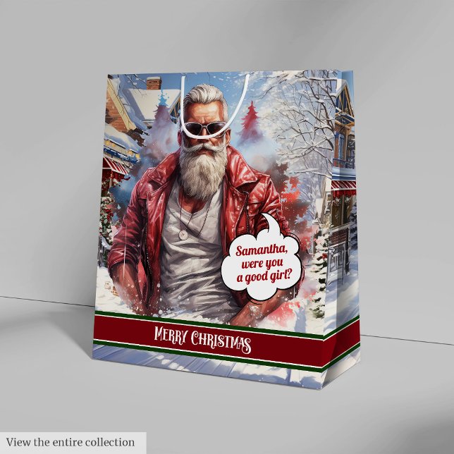 Bolsa De Regalo Mediana Custom Name Gift Bag Coolest Santa Claus Holiday (Custom Name Gift Bag Coolest Santa Claus Holiday)