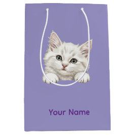 Bolsa De Regalo Mediana Custom Name Personalized Kitten Art Gift