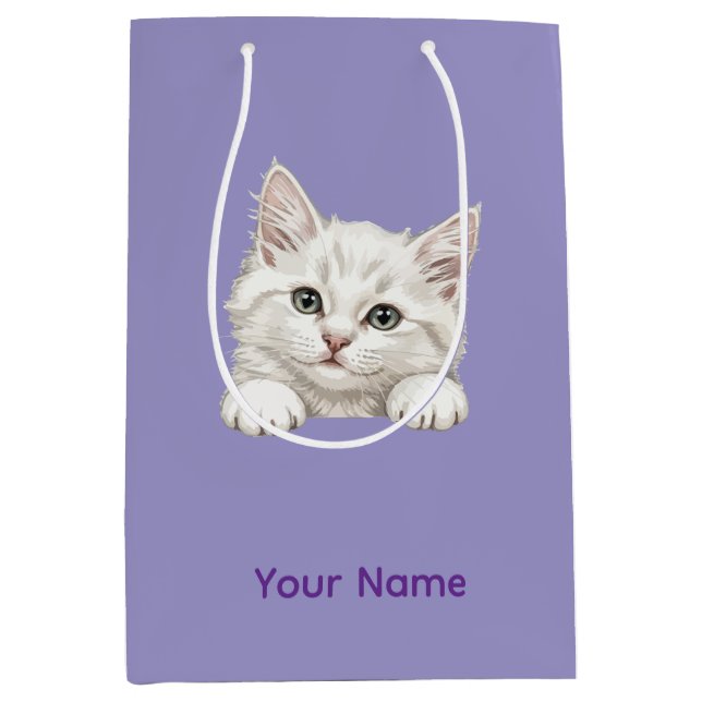 Bolsa De Regalo Mediana Custom Name Personalized Kitten Art Gift (Anverso)