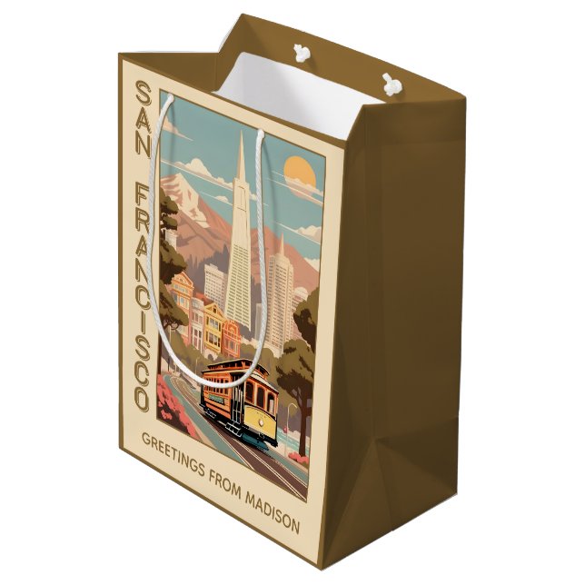 Bolsa De Regalo Mediana Custom Name Retro San Francisco (Angulo reverso)