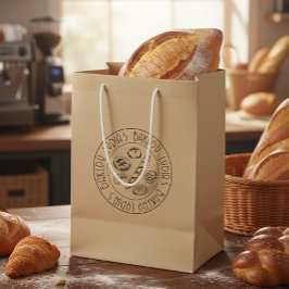 Bolsa De Regalo Mediana Custom Rustic Bakery Logo Kraft Paper Bag