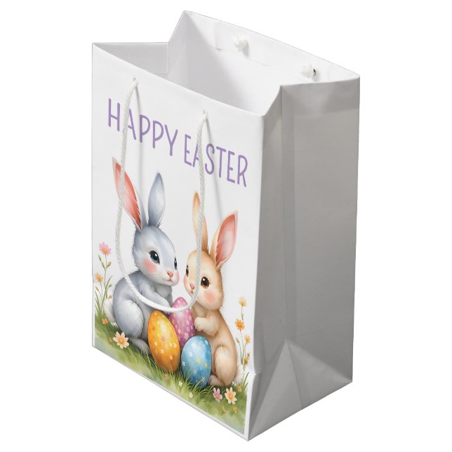 Bolsa De Regalo Mediana Cute acuarela Abundantes de Pascua Felices Pascuas (Angulo Anverso)